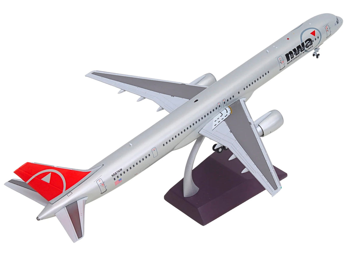 Boeing 757-300 Commercial Aircraft 'Northwest Airlines' (N587NW) Silver with Red Tail 'Gemini 200' Series 1/200 Diecast Model by GeminiJets