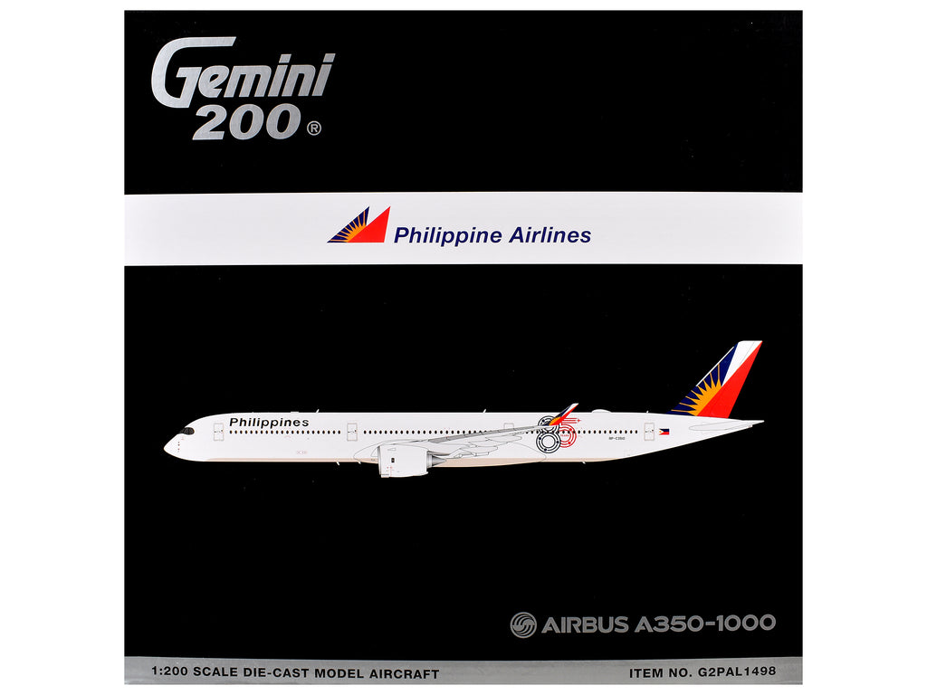 Airbus A350-1000 Commercial Aircraft 'Philippine Airlines' (RP-C3510) White with Tail Graphics 'Gemini 200' 1/200 Diecast Model Airplane by GeminiJets