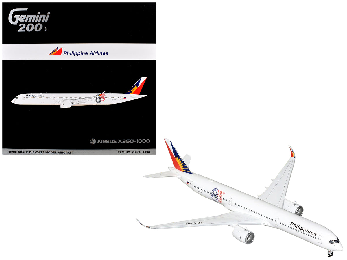 Airbus A350-1000 Commercial Aircraft 'Philippine Airlines' (RP-C3510) White with Tail Graphics 'Gemini 200' 1/200 Diecast Model Airplane by GeminiJets