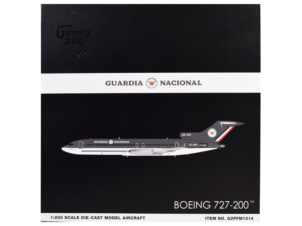 Boeing 727-200 Commercial Aircraft 'Guardia Nacional (Mexican National Guard)' (XC-NPF) Gray and White 'Gemini 200' Series 1/200 Diecast Model Airplane by GeminiJets
