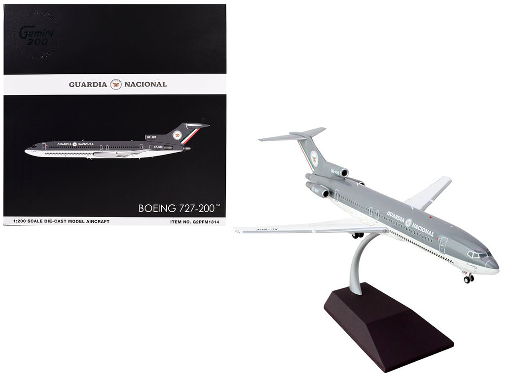 Boeing 727-200 Commercial Aircraft 'Guardia Nacional (Mexican National Guard)' (XC-NPF) Gray and White 'Gemini 200' Series 1/200 Diecast Model Airplane by GeminiJets