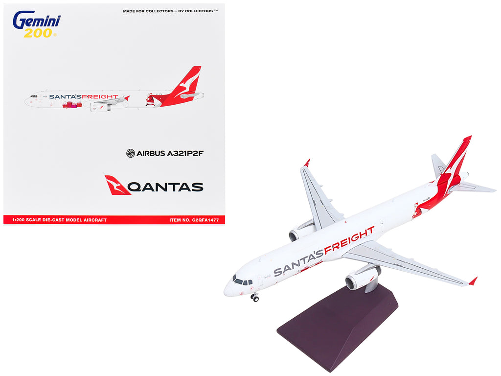 Airbus A321P2F Commercial Aircraft 'Qantas Freight - Santa’s Freight' (VH-XF4) White with Graphics and Red Tail 'Gemini 200' Series 1/200 Diecast Model by GeminiJets