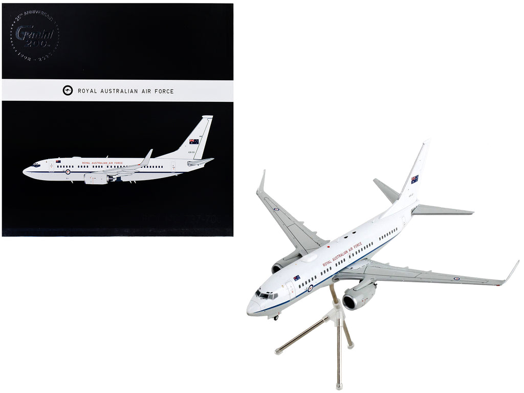 Boeing 737-700 Transport Aircraft 'Royal Australian Air Force - A36-001' White and Gray 'Gemini 200' Series 1/200 Diecast Model Airplane by GeminiJets