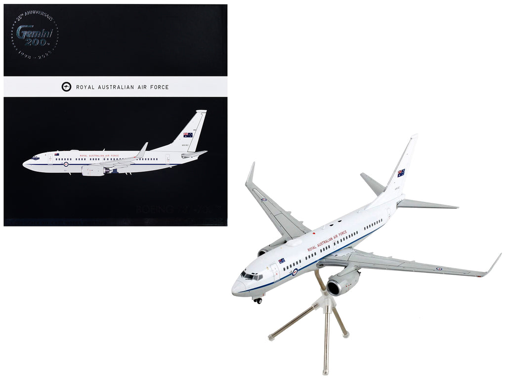 Boeing 737-700 Transport Aircraft 'Royal Australian Air Force - A36-002' White and Gray 'Gemini 200' Series 1/200 Diecast Model Airplane by GeminiJets