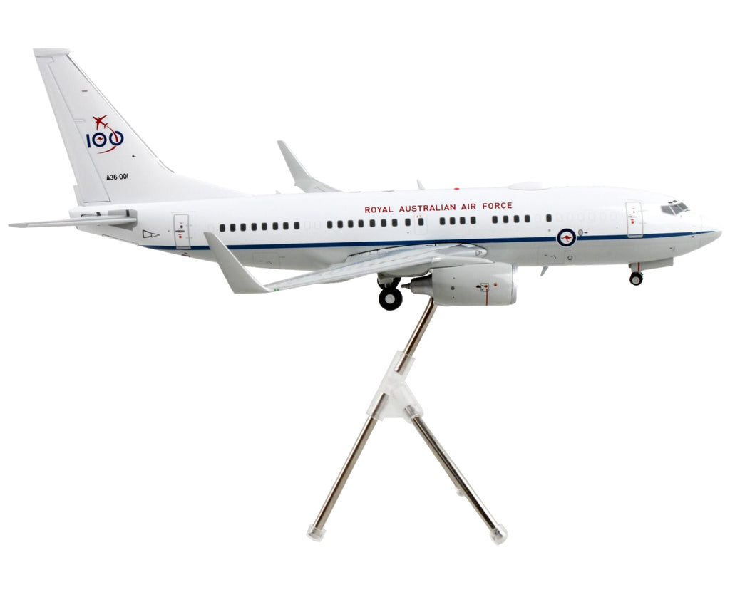 Boeing 737-700 Transport Aircraft 'Royal Australian Air Force 100th Anniversary - A36-001' White and Gray 'Gemini 200' Series 1/200 Diecast Model Airplane by GeminiJets