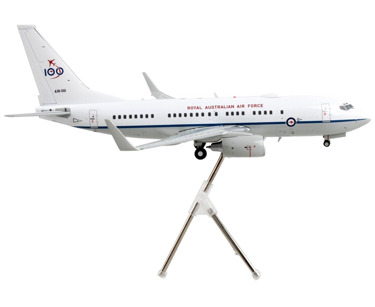 Boeing 737-700 Transport Aircraft 'Royal Australian Air Force 100th Anniversary - A36-001' White and Gray 'Gemini 200' Series 1/200 Diecast Model Airplane by GeminiJets