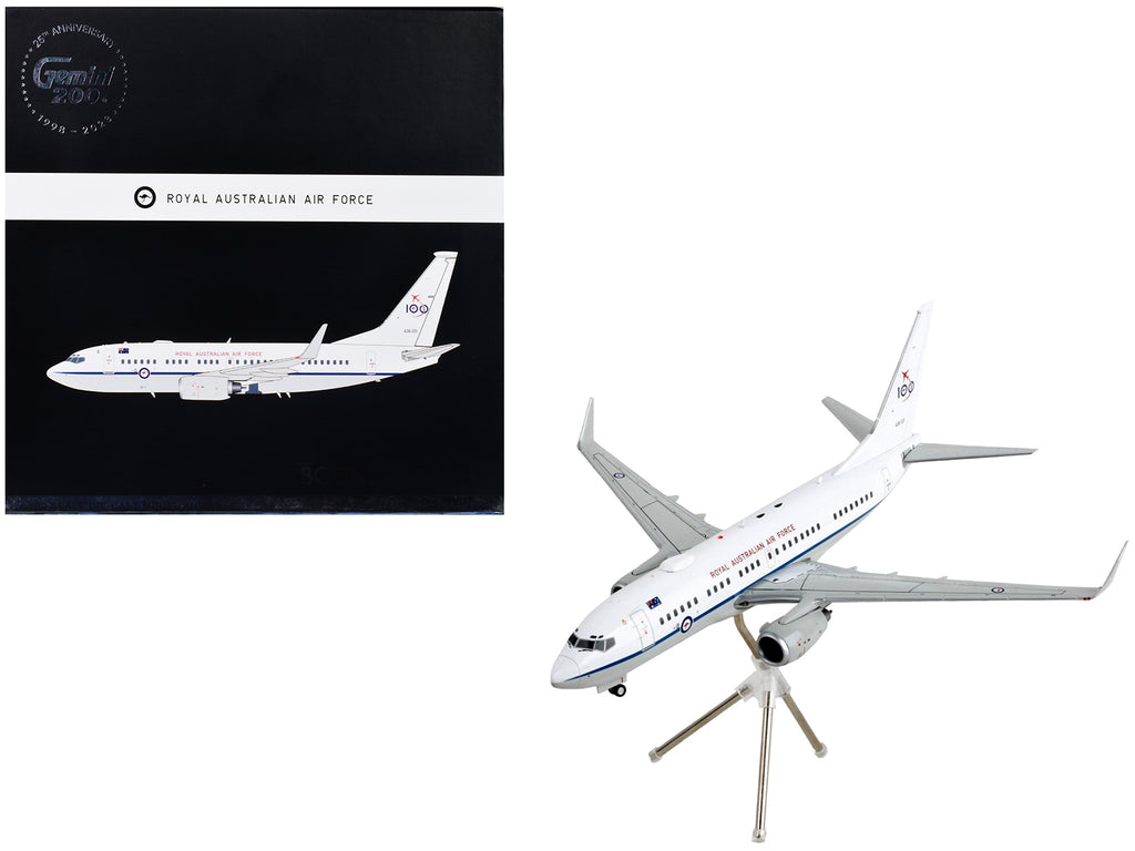 Boeing 737-700 Transport Aircraft 'Royal Australian Air Force 100th Anniversary - A36-001' White and Gray 'Gemini 200' Series 1/200 Diecast Model Airplane by GeminiJets