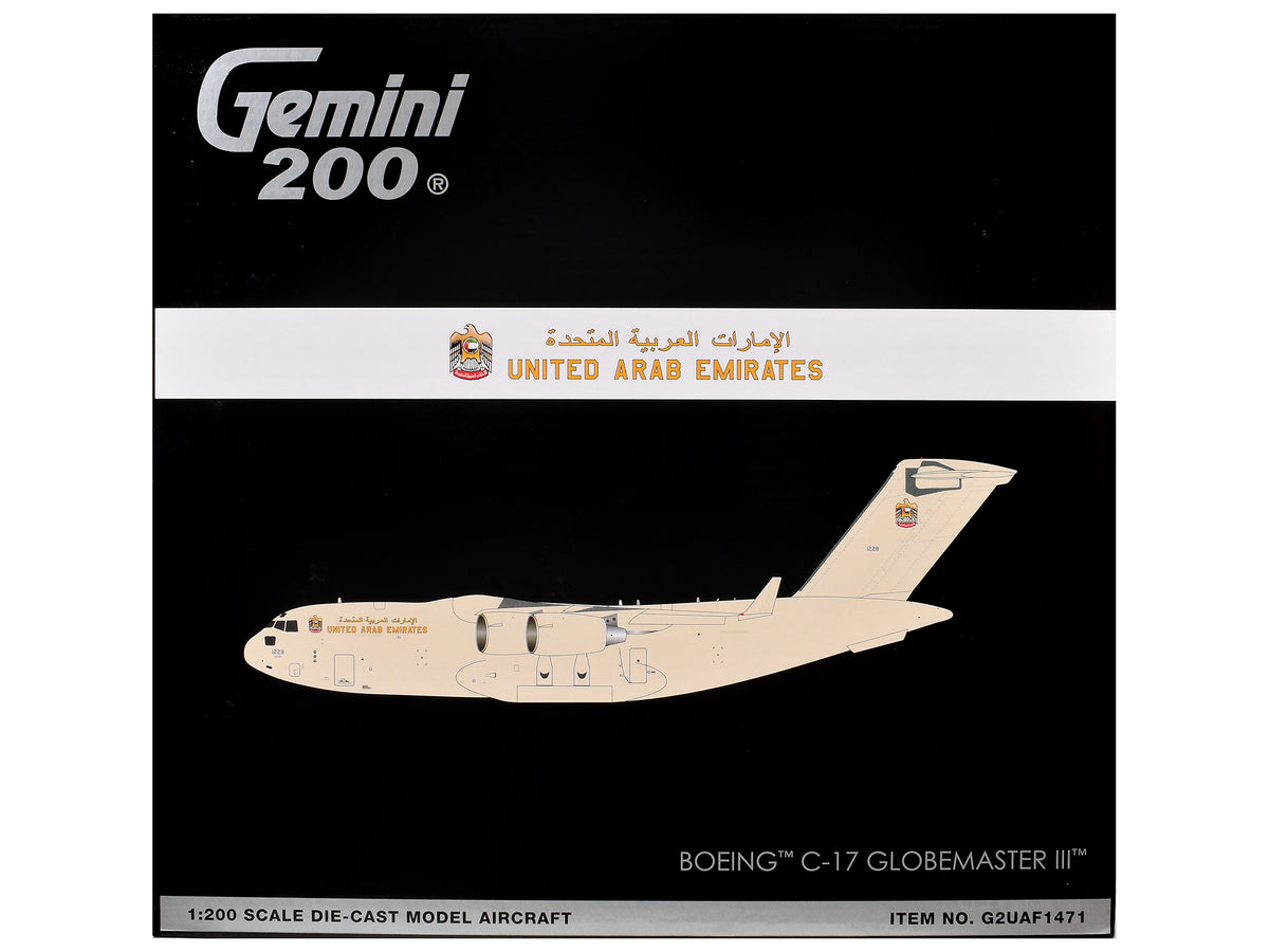 Boeing C-17 Globemaster III Transport Aircraft 'United Arab Emirates Air Force' (1228) Beige 'Gemini 200' 1/200 Diecast Model Airplane by GeminiJets