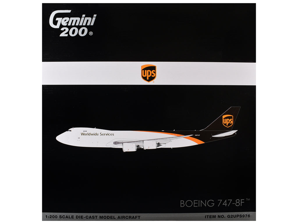 Boeing 747-8F Commercial Aircraft 'UPS Worldwide Services' (N607UP) White with Brown Tail 'Gemini 200' Series 1/200 Diecast Model by GeminiJets