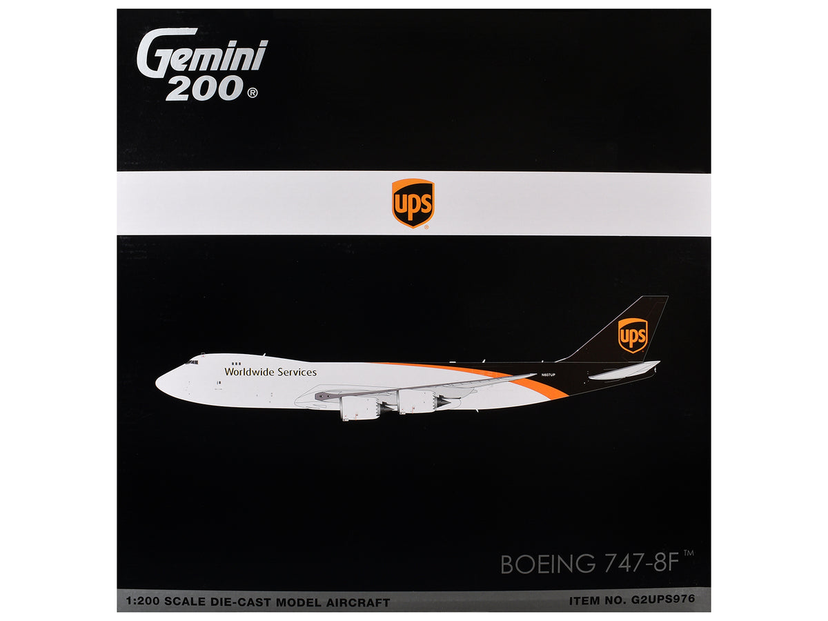 Boeing 747-8F Commercial Aircraft 'UPS Worldwide Services' (N607UP) White with Brown Tail 'Gemini 200' Series 1/200 Diecast Model by GeminiJets