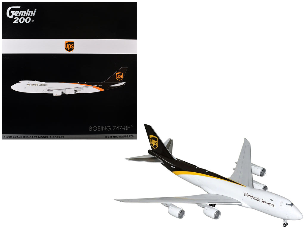 Boeing 747-8F Commercial Aircraft 'UPS Worldwide Services' (N607UP) White with Brown Tail 'Gemini 200' Series 1/200 Diecast Model by GeminiJets