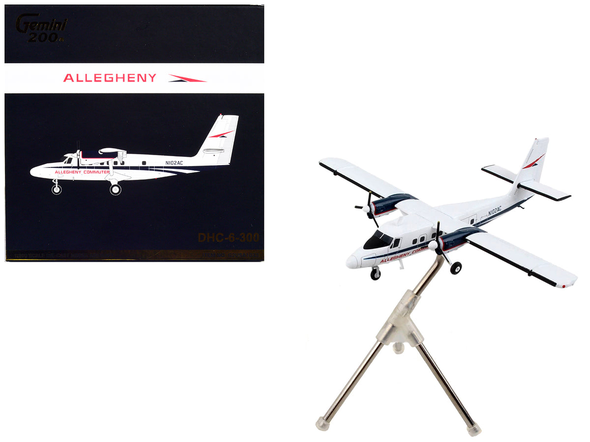 De Havilland DHC-6-300 Commercial Aircraft 'Allegheny Airlines' White with Blue Stripes 'Gemini 200' Series 1/200 Diecast Model Airplane by GeminiJets