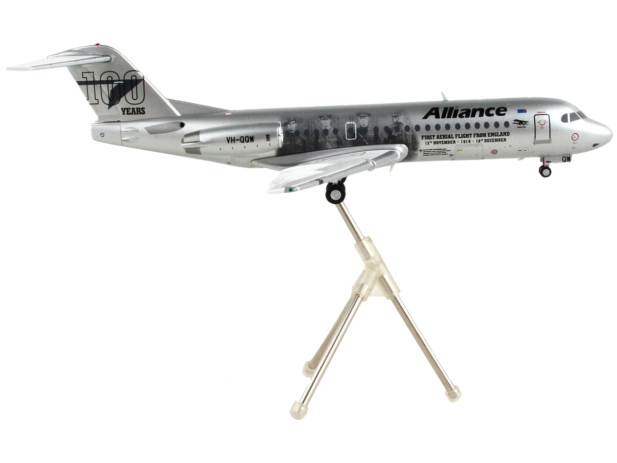 Fokker F70 Commercial Aircraft 'Alliance Airlines - 100 Years First Flight from England' Silver Metallic 'Gemini 200' Series 1/200 Diecast Model Airplane by GeminiJets