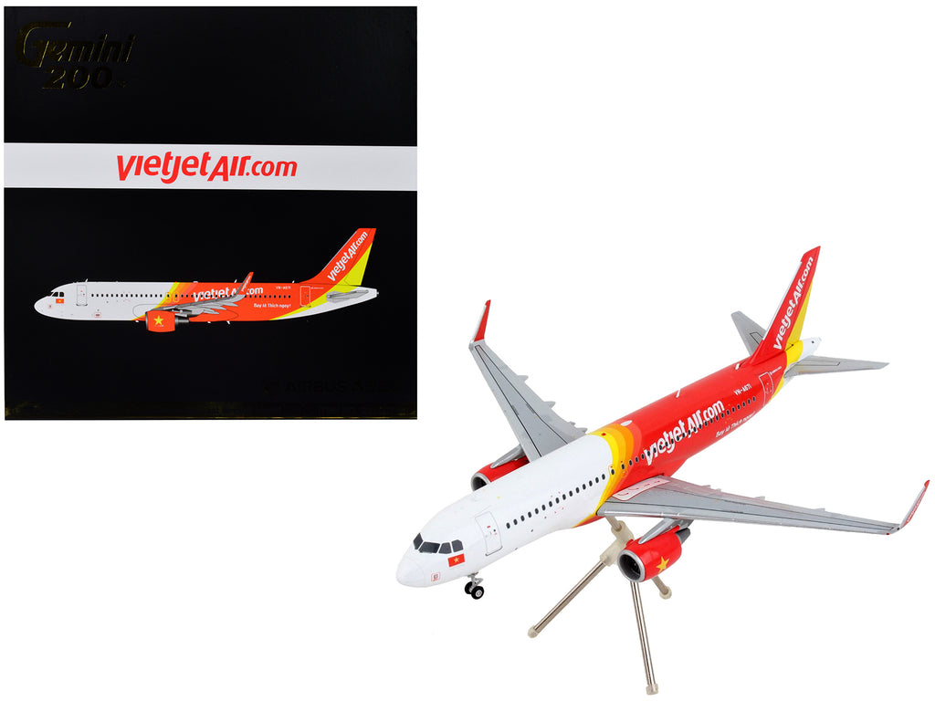 Airbus A320 Commercial Aircraft 'VietJet Air' White and Red 'Gemini 200' Series 1/200 Diecast Model Airplane by GeminiJets