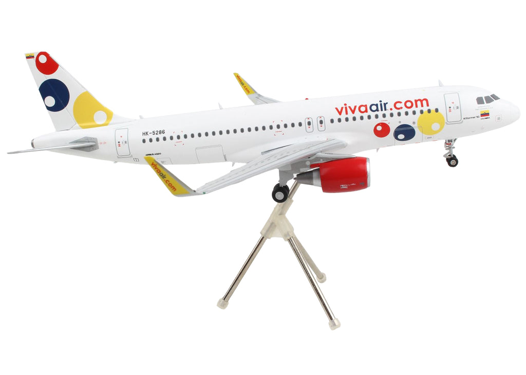 Airbus A320 Commercial Aircraft 'Viva Air' White with Tail Graphics 'Gemini 200' Series 1/200 Diecast Model Airplane by GeminiJets