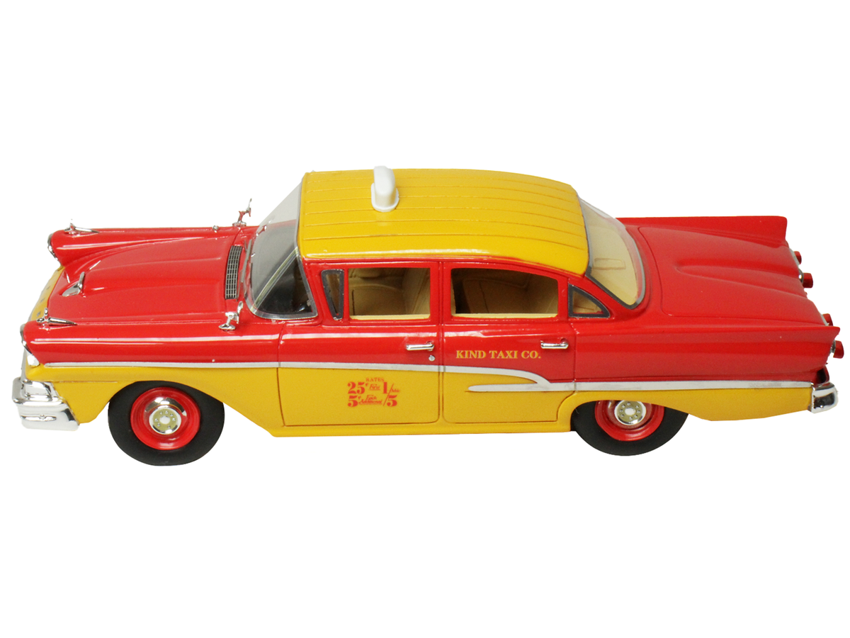 1958 Ford Custom 300 Taxi Cab 'Kind Taxi Co.' Red and Yellow with Yellow Interior Limited Edition to 200 pieces Worldwide 1/43 Model Car by Goldvarg Collection