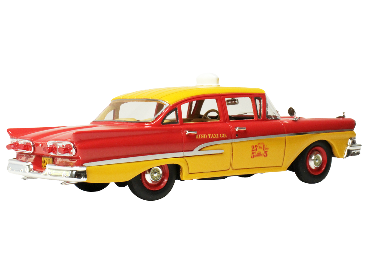 1958 Ford Custom 300 Taxi Cab 'Kind Taxi Co.' Red and Yellow with Yellow Interior Limited Edition to 200 pieces Worldwide 1/43 Model Car by Goldvarg Collection