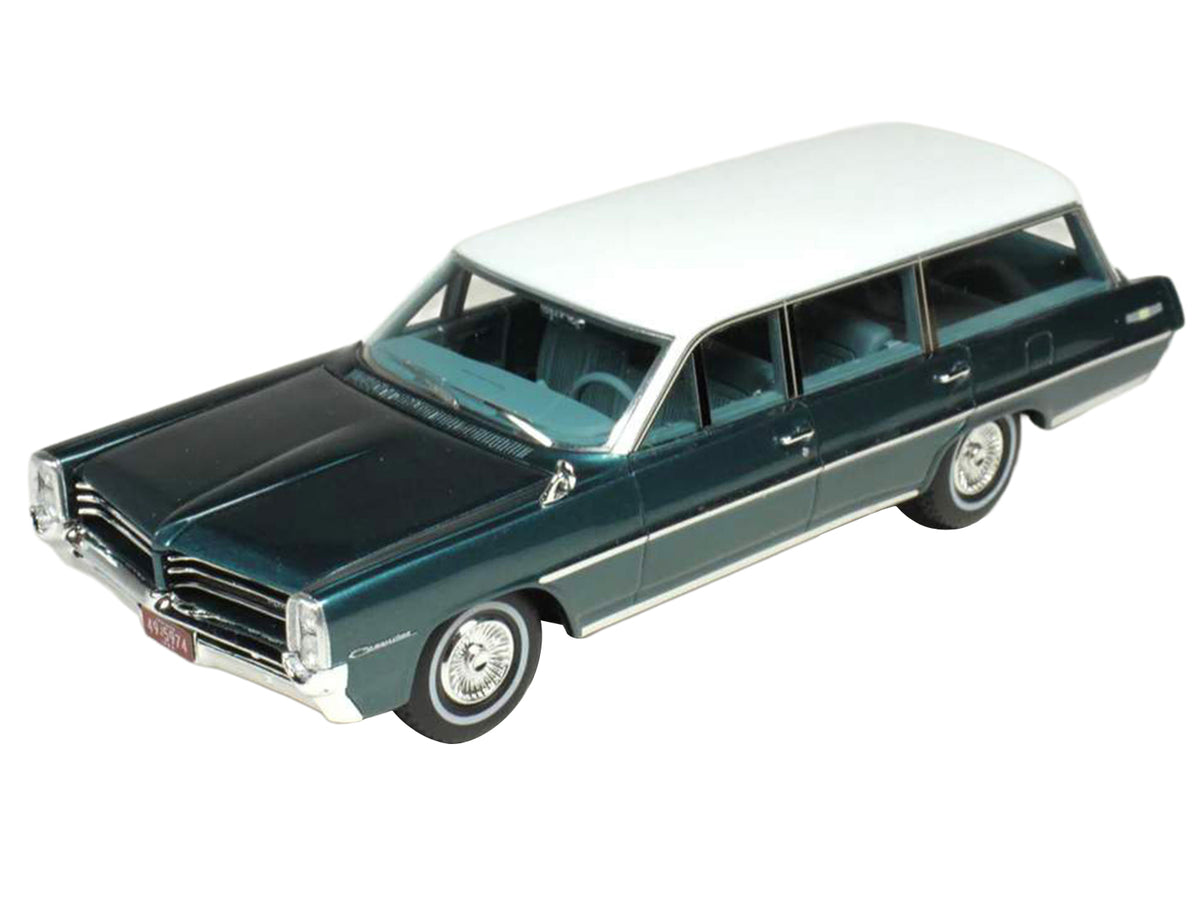 1964 Pontiac Safari Gulfstream Aqua Metallic with White Top and Blue Interior Limited Edition to 200 pieces Worldwide 1/43 Model Car by Goldvarg Collection