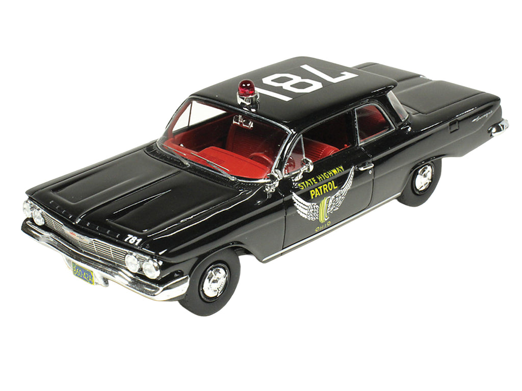 1961 Chevrolet Biscayne 'Ohio State Highway Patrol' Black with Red Interior Limited Edition to 150 pieces Worldwide 1/43 Model Car by Goldvarg Collection