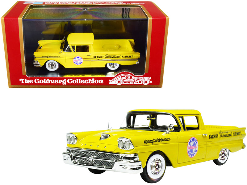 1958 Ford Ranchero Aircraft Maintenance Car Yellow 'Braniff International Airways' Limited Edition to 125 pieces Worldwide 1/43 Model Car by Goldvarg Collection