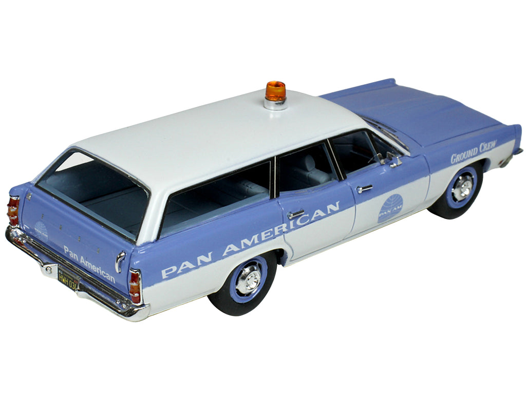 1970 Ford Galaxie Station Wagon Blue and White with Blue Interior 'Pan-American Airlines Ground Crew' Limited Edition to 180 pieces Worldwide 1/43 Model Car by Goldvarg Collection