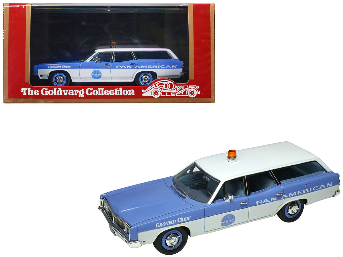 1970 Ford Galaxie Station Wagon Blue and White with Blue Interior 'Pan-American Airlines Ground Crew' Limited Edition to 180 pieces Worldwide 1/43 Model Car by Goldvarg Collection