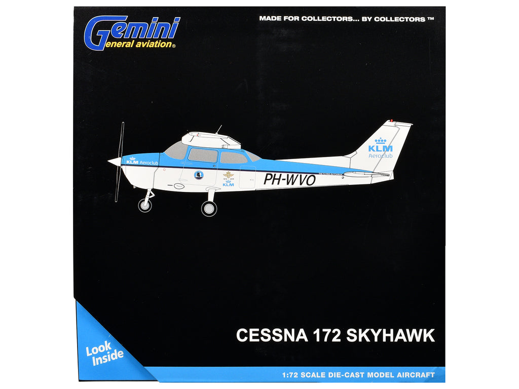 Cessna 172 Skyhawk Aircraft 'KLM Aeroclub' (PH-WVO) Light Blue and White 'Gemini General Aviation' Series 1/72 Diecast Model Airplane by GeminiJets