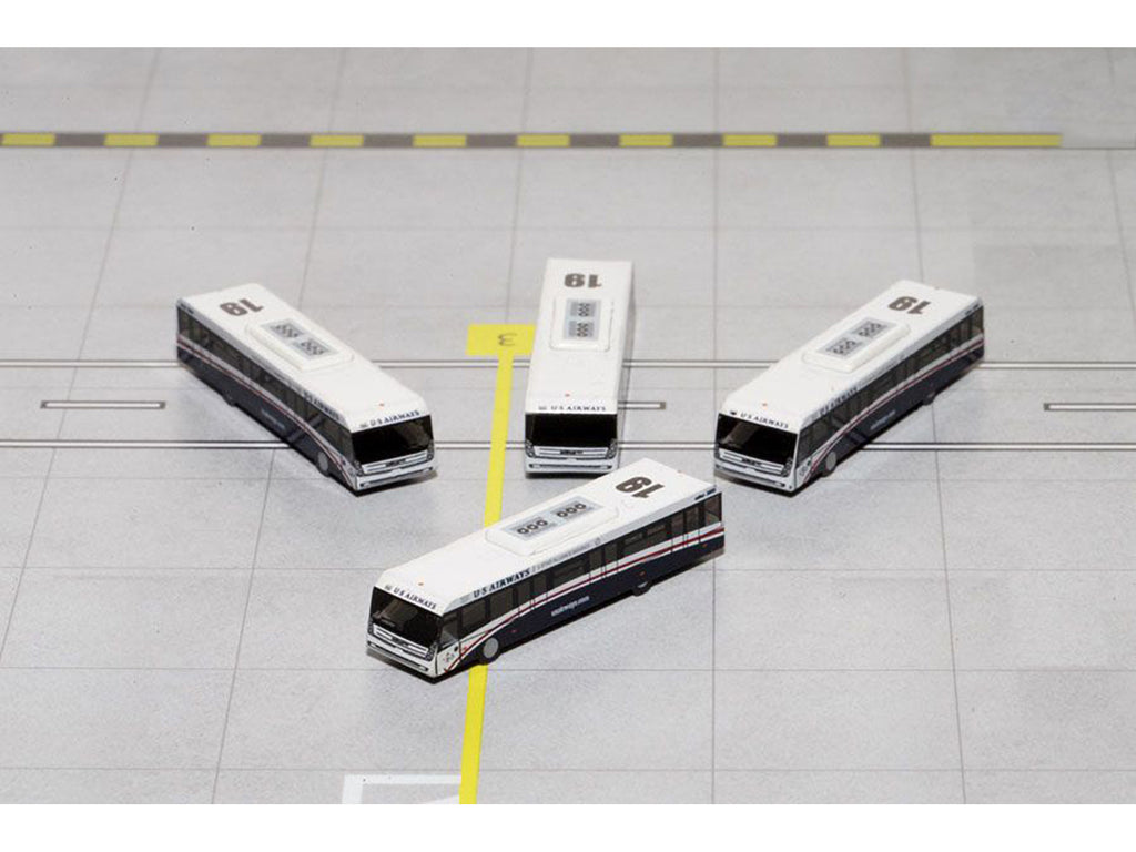 Cobus 3000 Passenger Bus White and Blue 'US Airways Shuttle Bus' 4 Piece Set 1/400 Diecast Models by GeminiJets