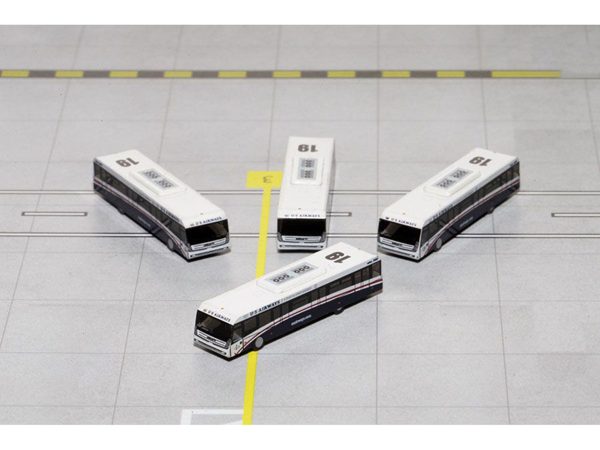 Cobus 3000 Passenger Bus White and Blue 'US Airways Shuttle Bus' 4 Piece Set 1/400 Diecast Models by GeminiJets