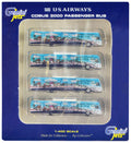 Cobus 3000 Passenger Bus White and Blue with Graphics 'US Airways Shuttle Bus - Greener Transit' 4 Piece Set 1/400 Diecast Models by GeminiJets