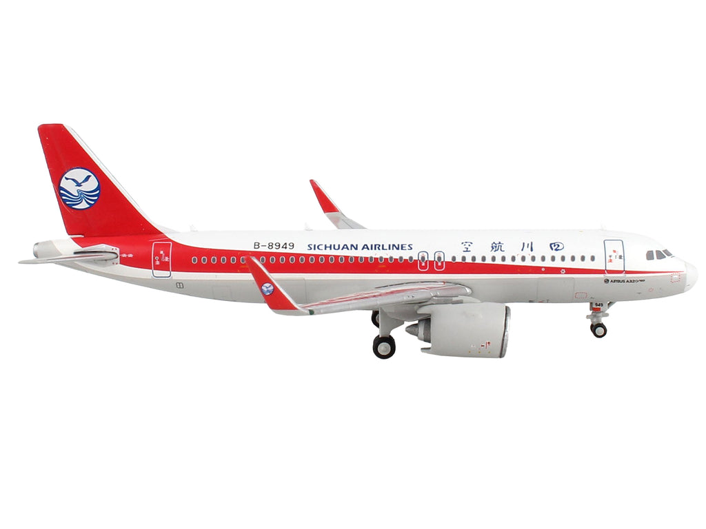 Airbus A320neo Commercial Aircraft 'Sichuan Airlines' White with Red Stripes and Tail 1/400 Diecast Model Airplane by GeminiJets