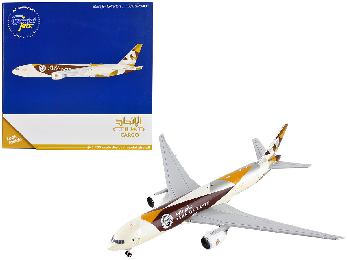 Boeing 777F Commercial Aircraft 'Etihad Cargo - Year of Zayed' White with Graphics 1/400 Diecast Model Airplane by GeminiJets