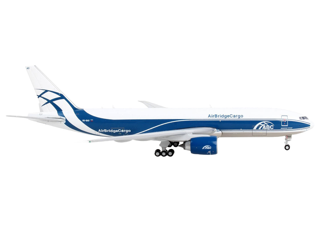 Boeing 777F Commercial Aircraft 'AirBridgeCargo' White with Blue Stripes 1/400 Diecast Model Airplane by GeminiJets