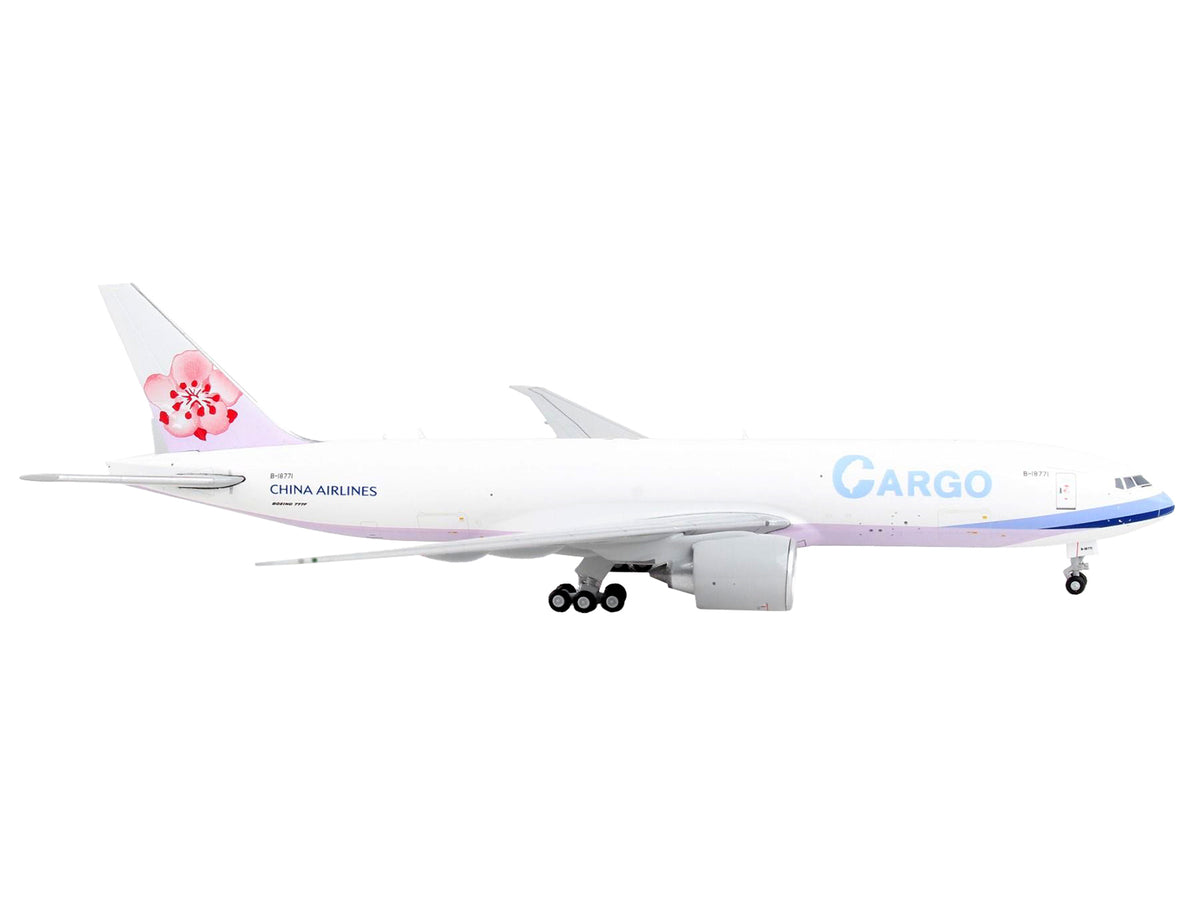 Boeing 777F Commercial Aircraft 'China Airlines Cargo' White with Purple Stripes and Tail 1/400 Diecast Model Airplane by GeminiJets