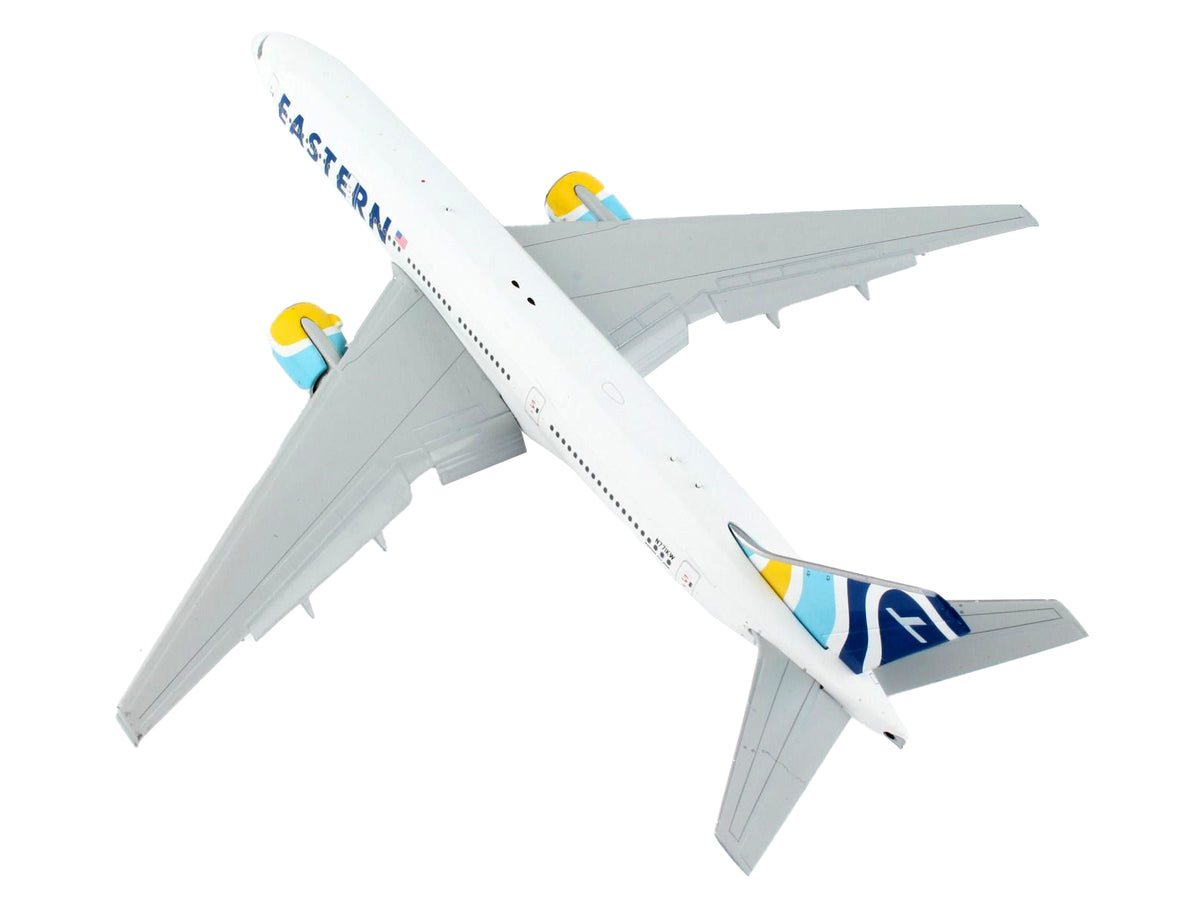 Boeing 777-200ER Commercial Aircraft with Flaps Down 'Eastern Air Lines' White with Striped Tail 1/400 Diecast Model Airplane by GeminiJets