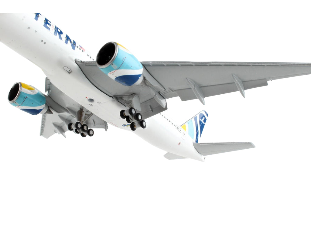Boeing 777-200ER Commercial Aircraft with Flaps Down 'Eastern Air Lines' White with Striped Tail 1/400 Diecast Model Airplane by GeminiJets
