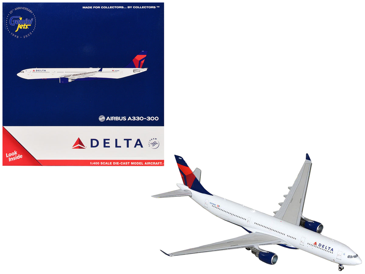 Airbus A330-300 Commercial Aircraft 'Delta Air Lines' (N829NW) White with Blue and Red Tail 1/400 Diecast Model Airplane by GeminiJets