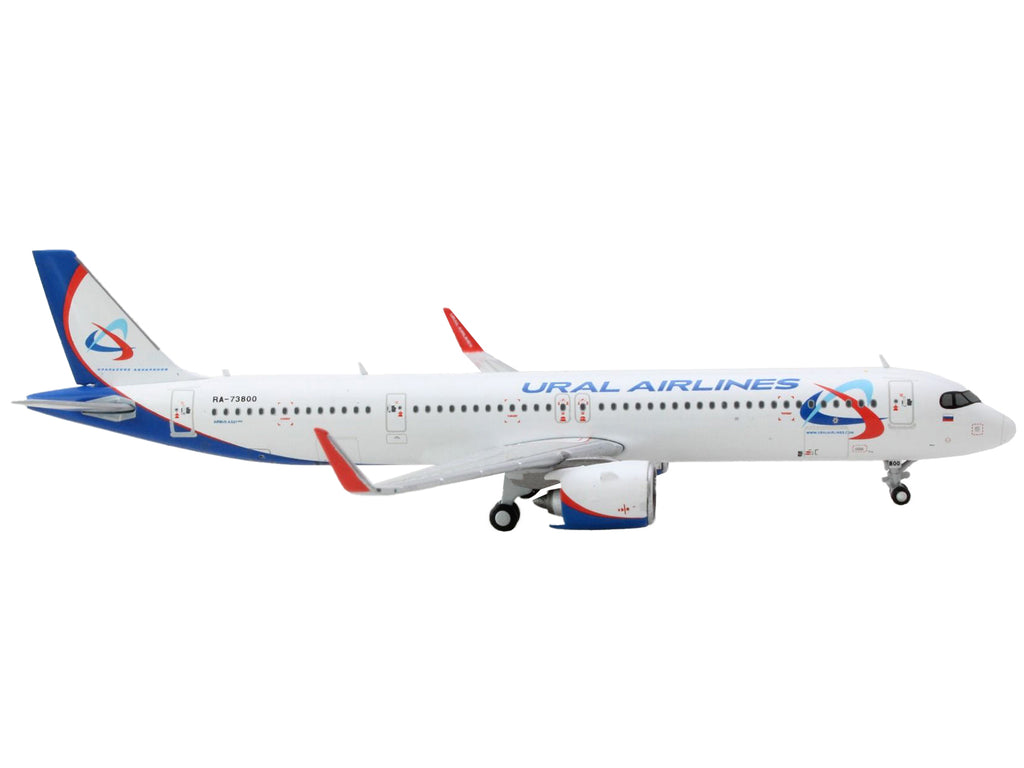 Airbus A321neo Commercial Aircraft 'Ural Airlines' White with Blue Tail 1/400 Diecast Model Airplane by GeminiJets