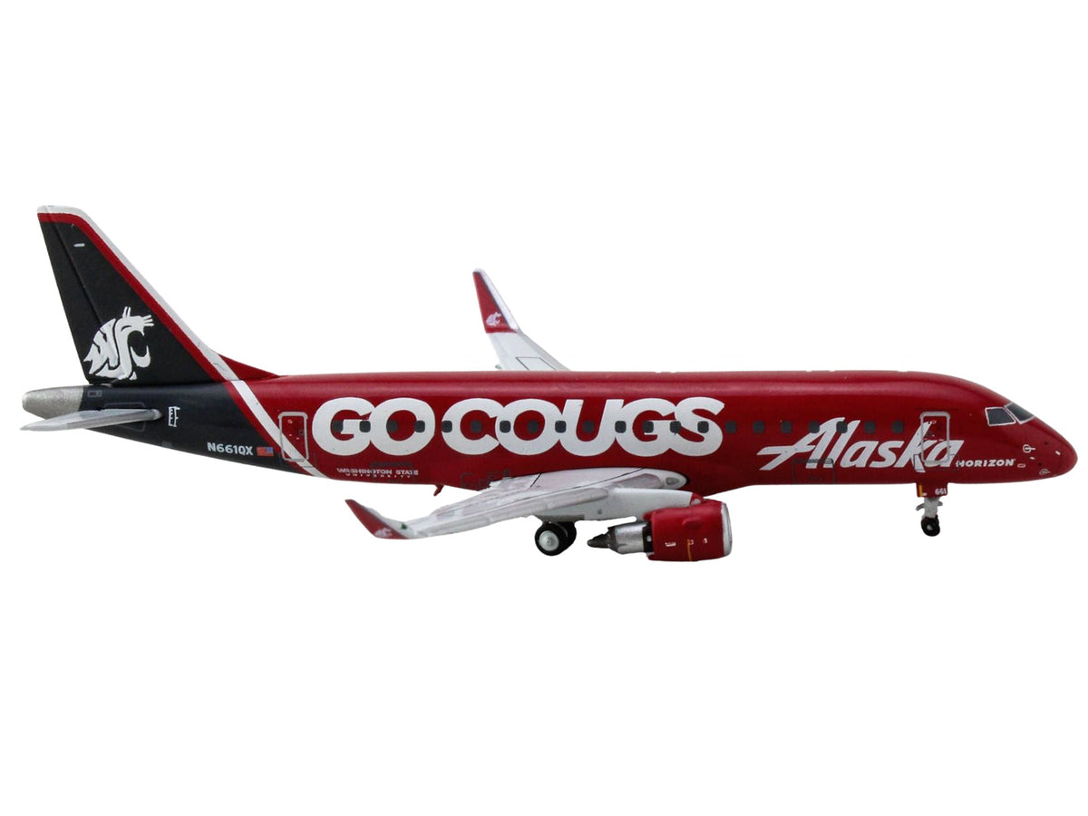 Embraer ERJ-175 Commercial Aircraft 'Alaska Airlines/Horizon - Washington State Cougars' (N661QX) Red with Gray Tail 1/400 Diecast Model Airplane by GeminiJets