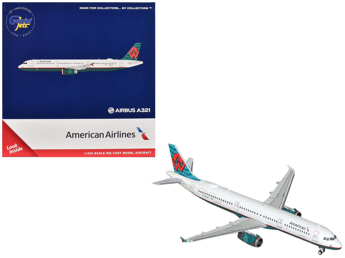 Airbus A321 Commercial Aircraft 'American Airlines - America West Heritage Jet' (N580UW) White with Tail Graphics 1/400 Diecast Model Airplane by GeminiJets