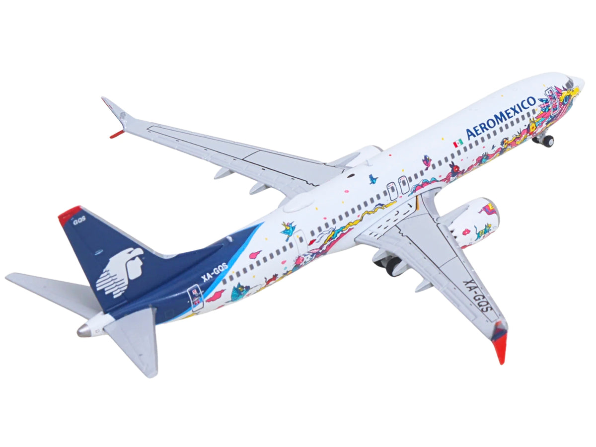Boeing 737 MAX 9 Commercial Aircraft 'Aeromexico - Kukulcan' (XA-GQS) White with Graphics and Blue Tail 1/400 Diecast Model by GeminiJets