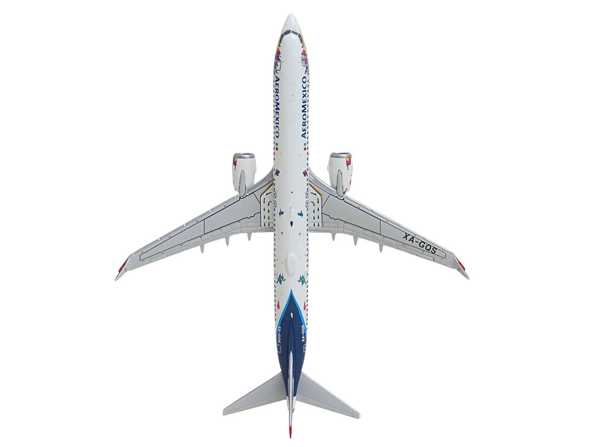 Boeing 737 MAX 9 Commercial Aircraft 'Aeromexico - Kukulcan' (XA-GQS) White with Graphics and Blue Tail 1/400 Diecast Model by GeminiJets