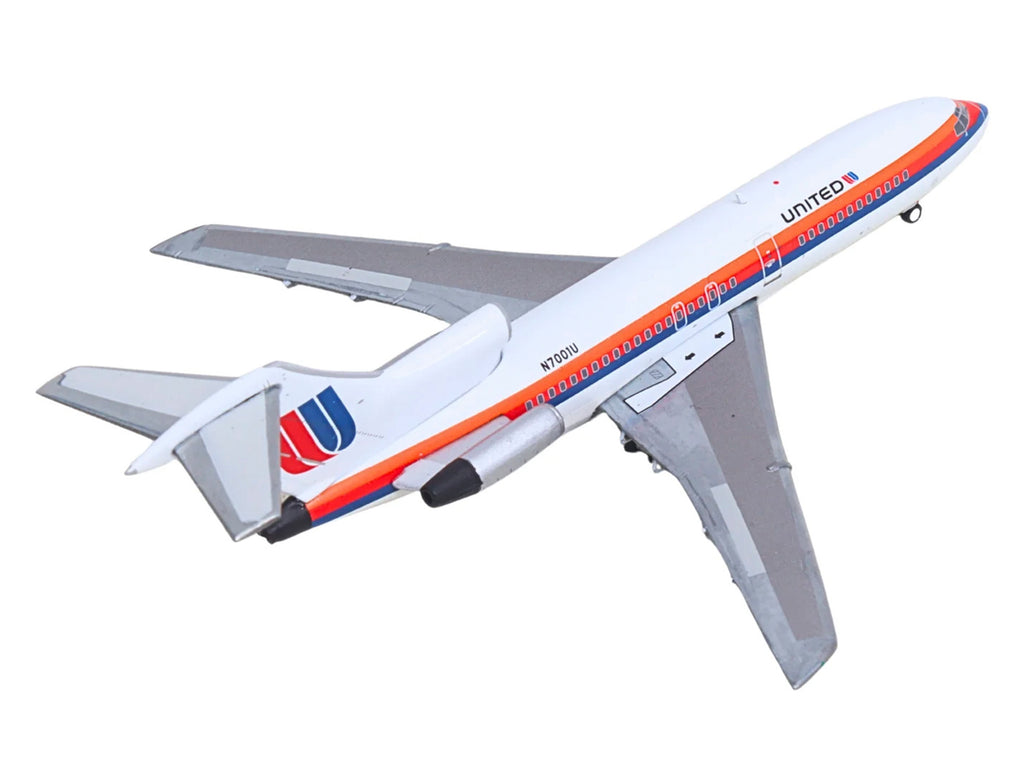 Boeing 727-100 Commercial Aircraft 'United Airlines - Saul Bass Livery' (N7001U) White with Stripes 1/400 Diecast Model by GeminiJets