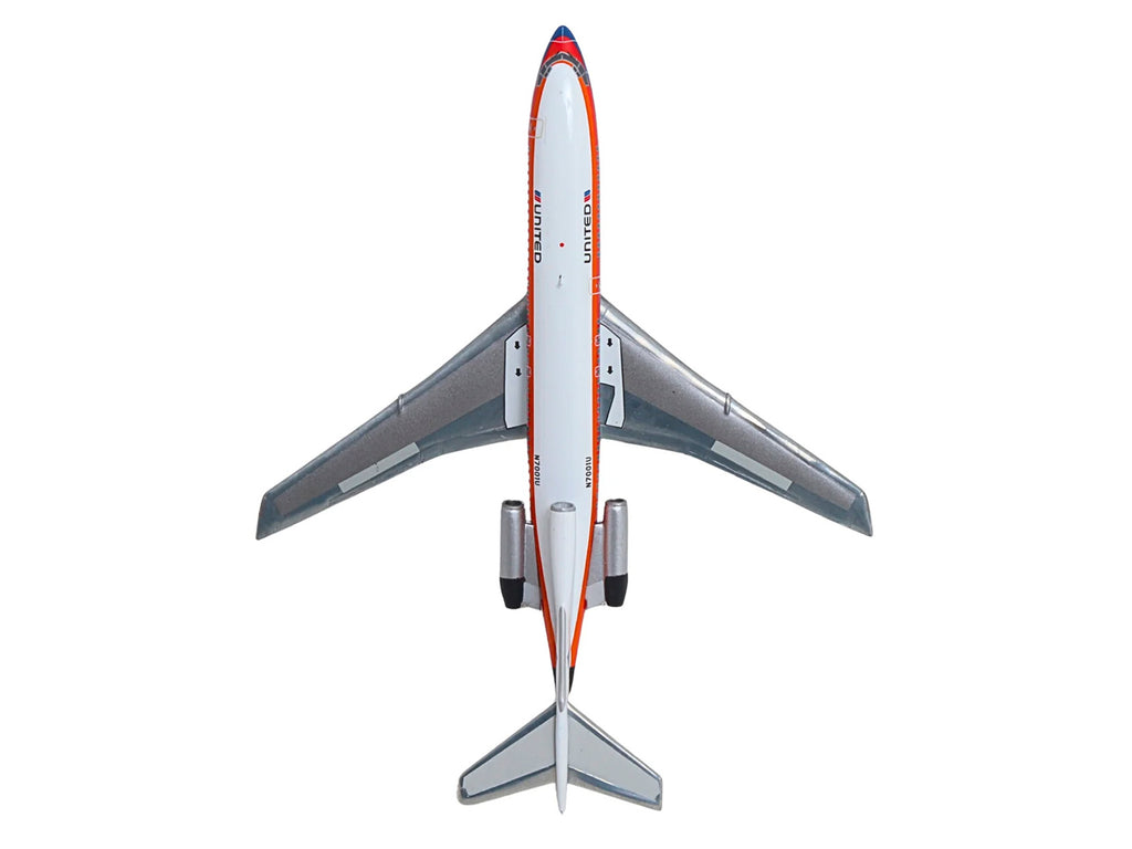 Boeing 727-100 Commercial Aircraft 'United Airlines - Saul Bass Livery' (N7001U) White with Stripes 1/400 Diecast Model by GeminiJets