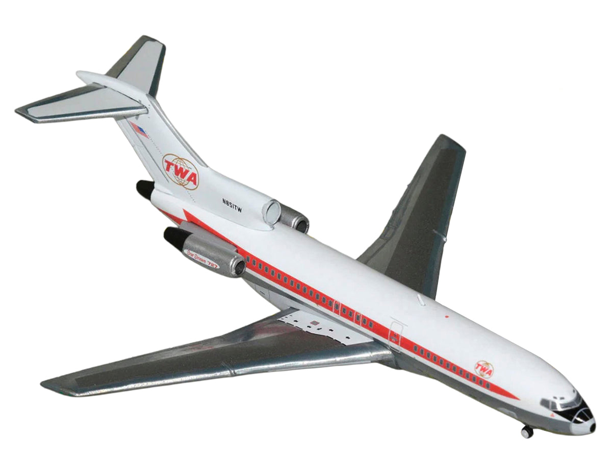 Boeing 727-100 Commercial Aircraft 'Trans World Airlines' (N851TW) White with Red Stripes 1/400 Diecast Model by GeminiJets