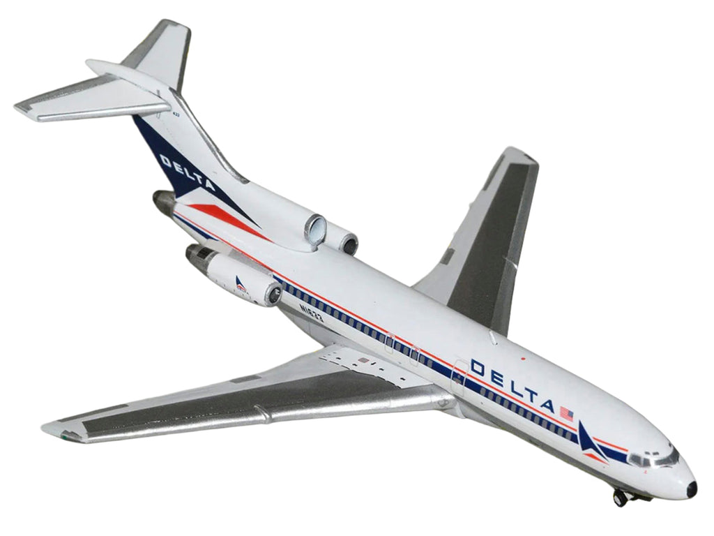 Boeing 727-100 Commercial Aircraft 'Delta Air Lines' (N1633) White with Red and Blue Stripes 1/400 Diecast Model by GeminiJets