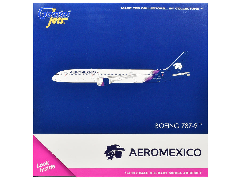 Boeing 787-9 Commercial Aircraft 'Aeromexico' (N815AM) White with Blue Tail 1/400 Diecast Model Airplane by GeminiJets
