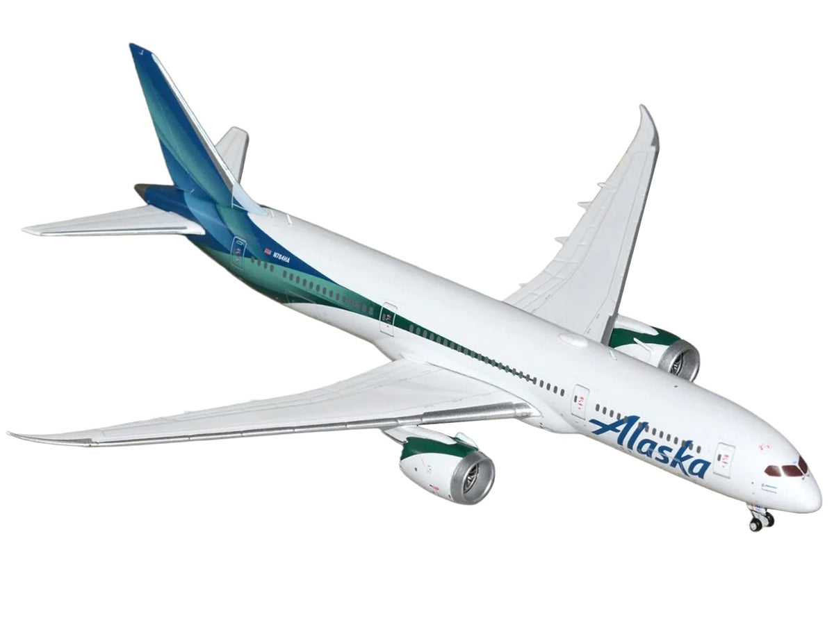 Boeing 787-9 Commercial Aircraft 'Alaska Airlines' (N784HA) White with Blue and Green Tail 1/400 Diecast Model by GeminiJets