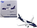 Airbus A320neo Commercial Aircraft 'Lufthansa 100th Anniversary' (D-AING) White and Dark Blue 1/400 Diecast Model Airplane by GeminiJets
