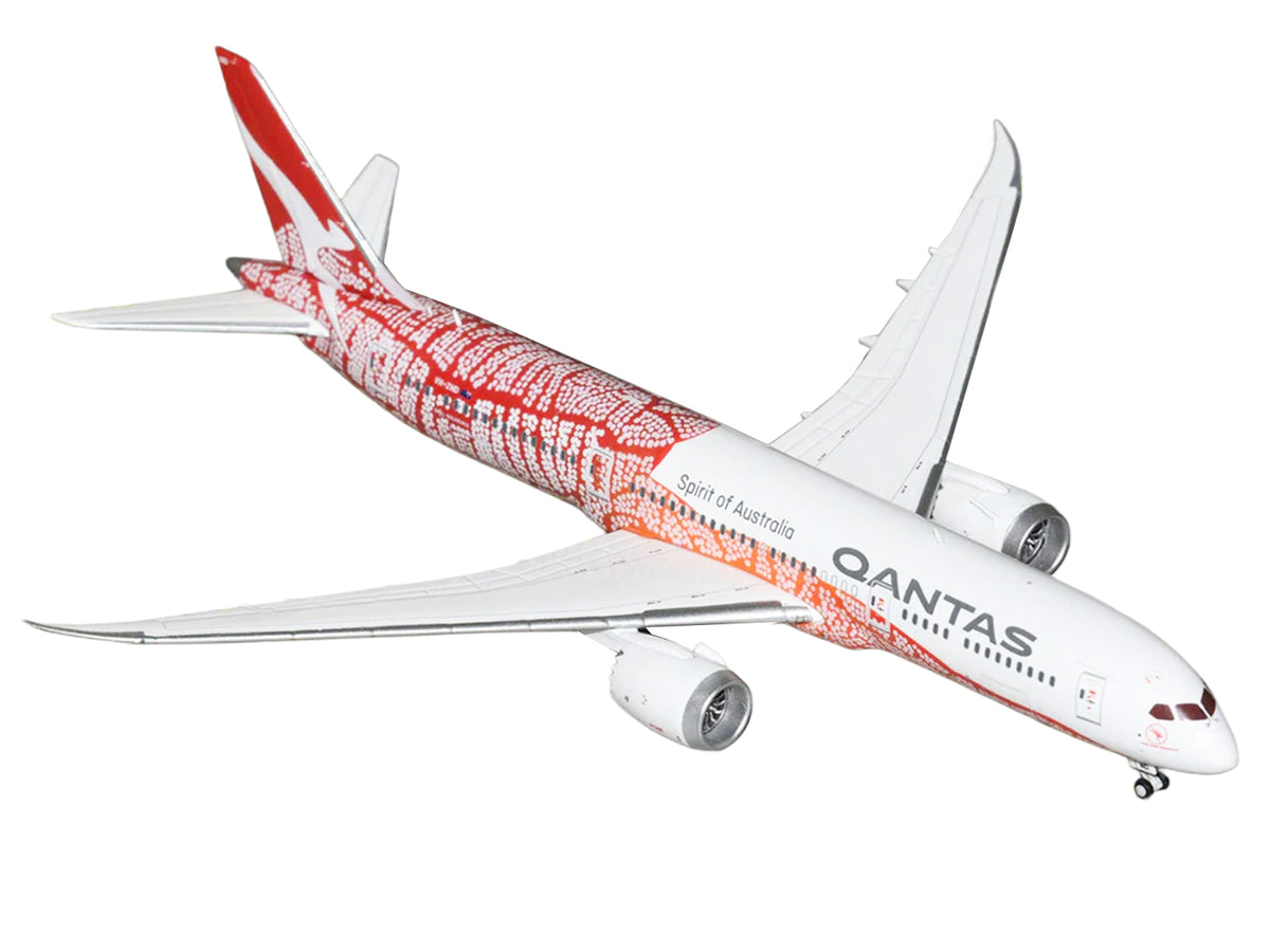 Boeing 787-9 Commercial Aircraft 'Qantas - Yam Dreaming' (VH-ZND) White with Red Graphics 1/400 Diecast Model Airplane by GeminiJets
